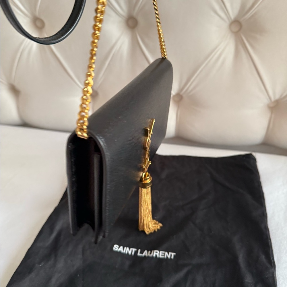 Saint Laurent Black Clutch with Gold Tassel - Picture 2 of 8